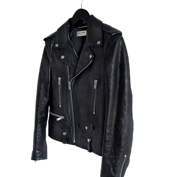 Saint Laurent 2018 Classic Black Leather Motorcycle Biker Jacket - Picture 2 of 9